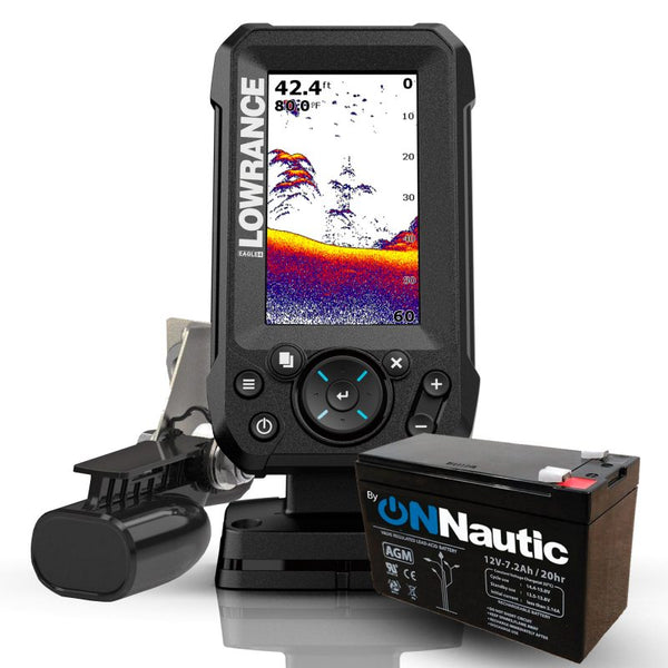 Lowrance Eagle 4x con Transductor de popa Bullet + Batería y Cargador