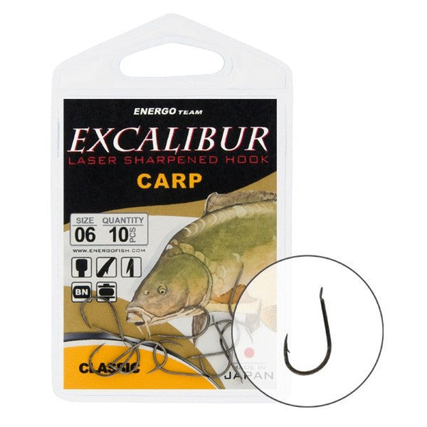 Anzuelo Simple Excalibur Carp Classic // 1, 2, 4, 6, 8, 10, 12, 14 7 6, 8, 10uds