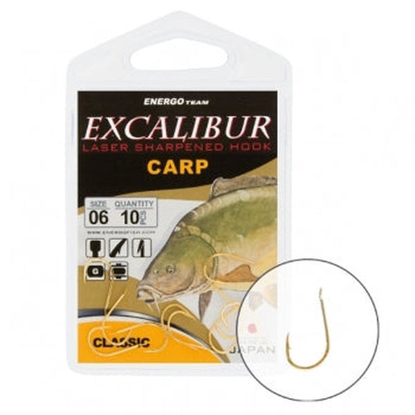 Anzuelo SImple Excalibur Carp Classic Dorado // 1, 2, 4, 6, 8, 10, 12, 14 / 6, 8, 10uds