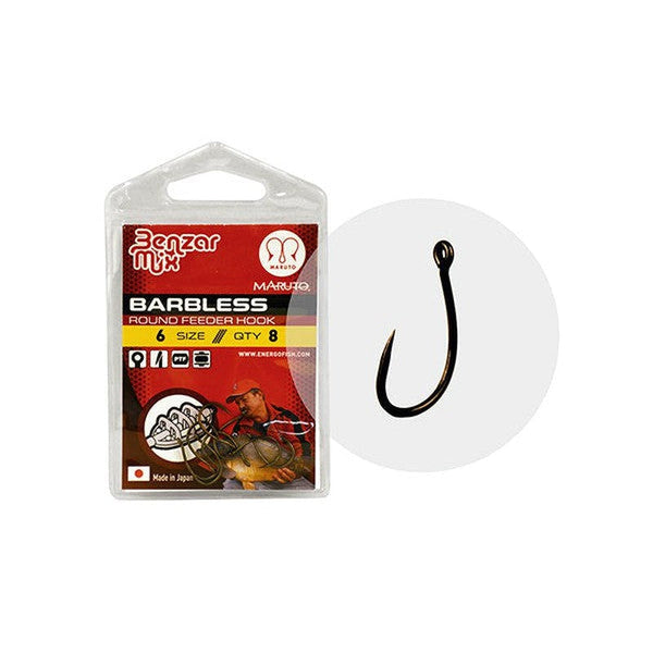 Anzuelo Simple Benzar Barbless Round Feeder // 4, 6, 8, 10, 12, 14 / 8uds