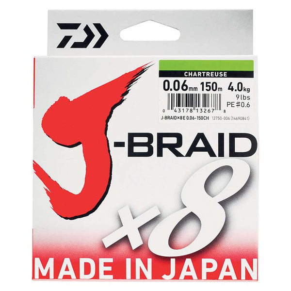 Trenzado Daiwa Tresse J-Braid X8 // 0.06mm, 0.10mm, 0.13mm, 0.16mm, 0.18mm, 0.20mm, 0.22mm, 0.24mm, 0.28mm, 0.35mm, 0.42mm / 150m, 300m